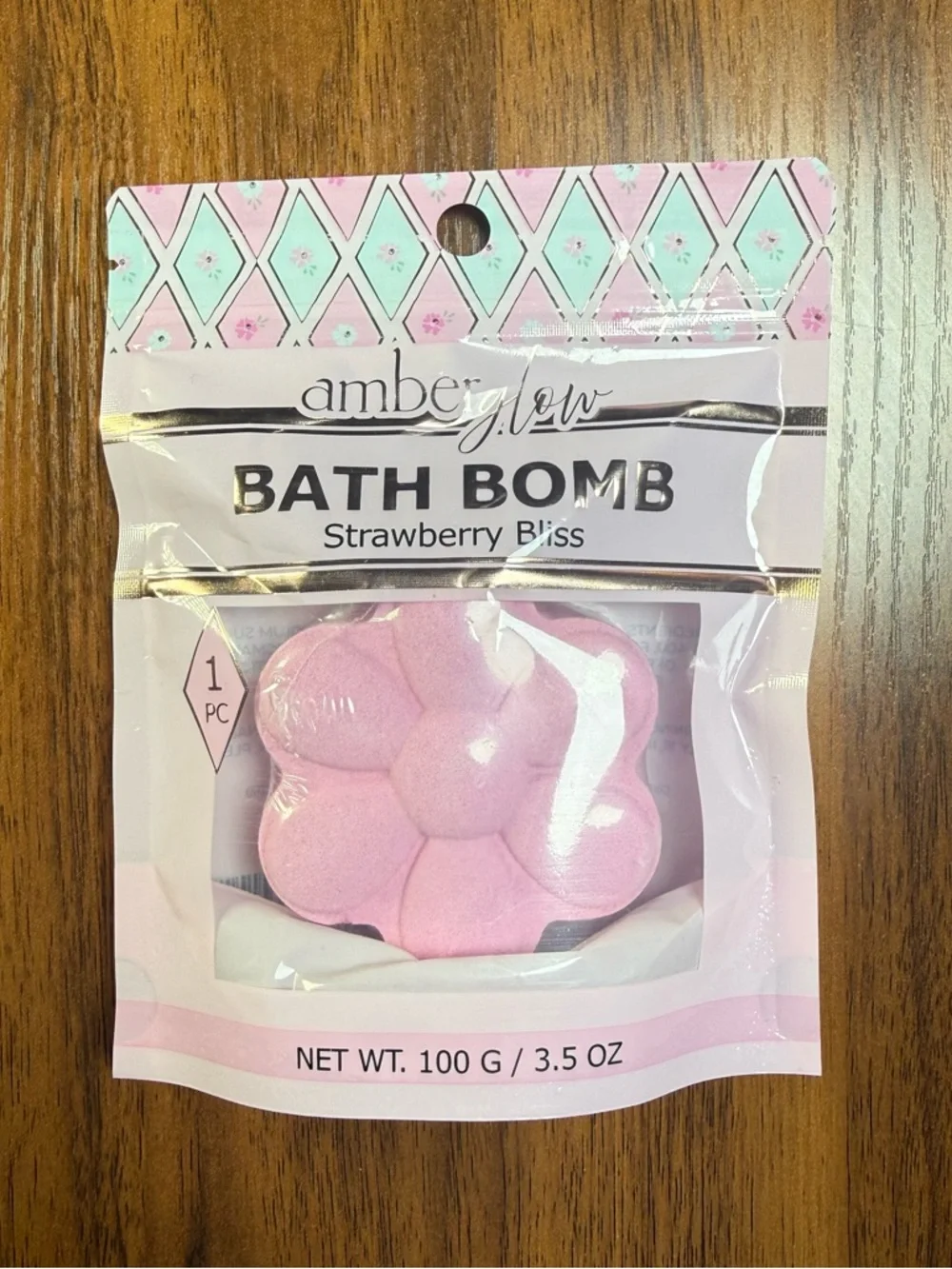 Strawberry Bath Bomb Pack of‎ 3 Amber Glow Spa Set New